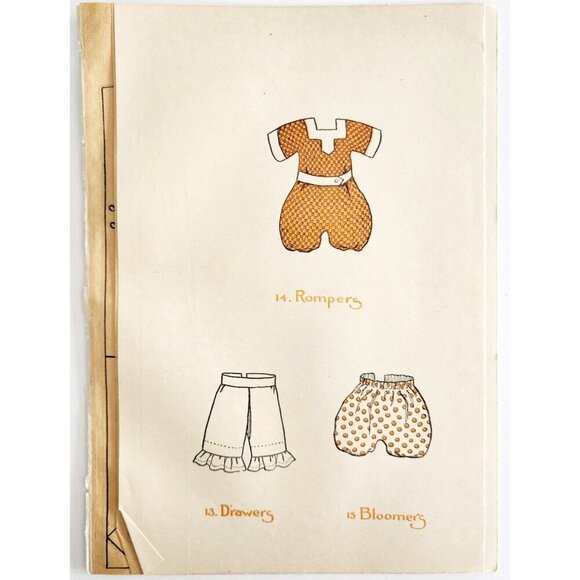 1913 Mary Frances Sewing Pattern Doll Rompers Bloomers Drawers Crafts DWSS11 - Picture 2 of 4